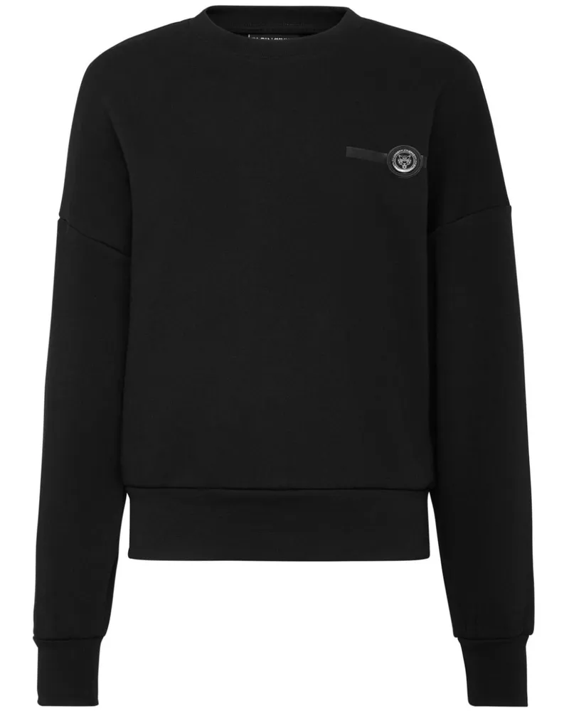 Philipp Plein Cropped-Sweatshirt mit rundem Ausschnitt - Schwarz Schwarz