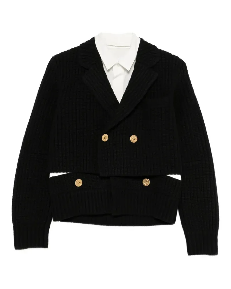 Sacai double-breasted ribbed cardigan - Schwarz Schwarz