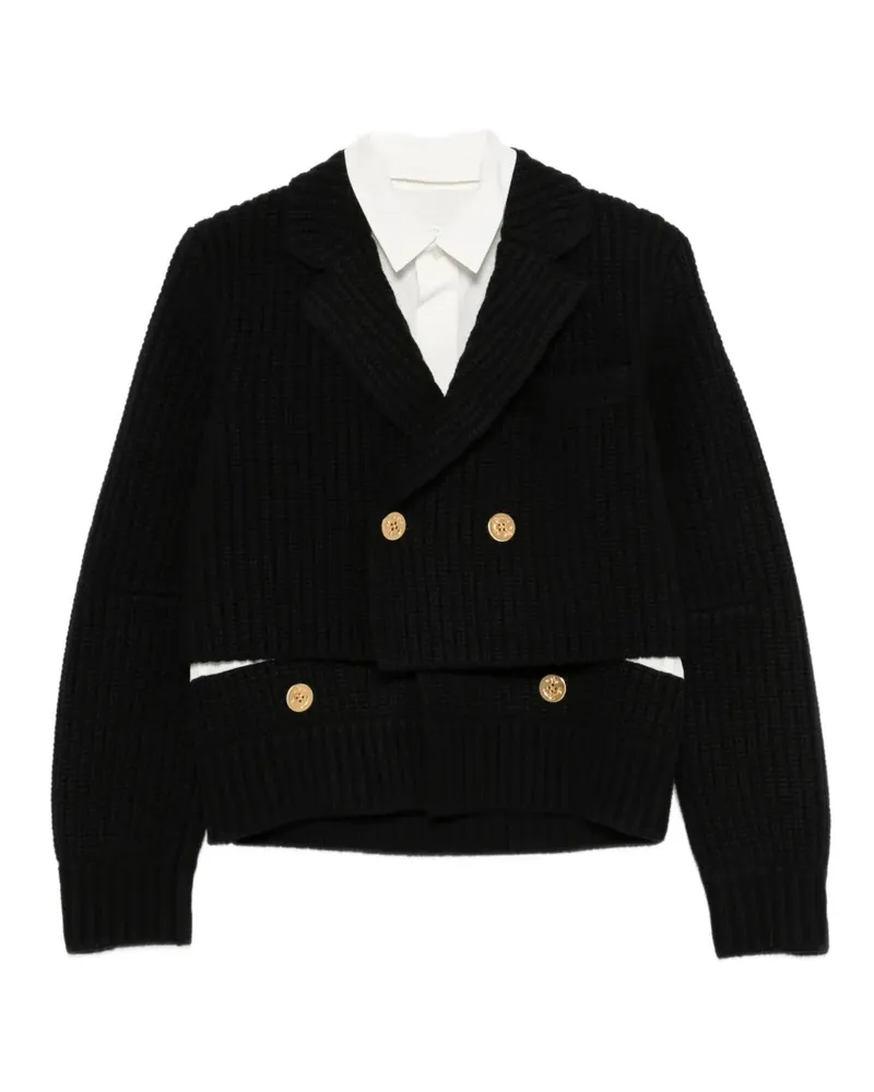 Sacai Doppelreihiger Cardigan - Schwarz Schwarz