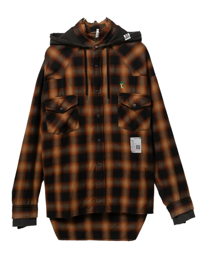 MIHARAYASUHIRO hooded checked shirt - Braun Braun