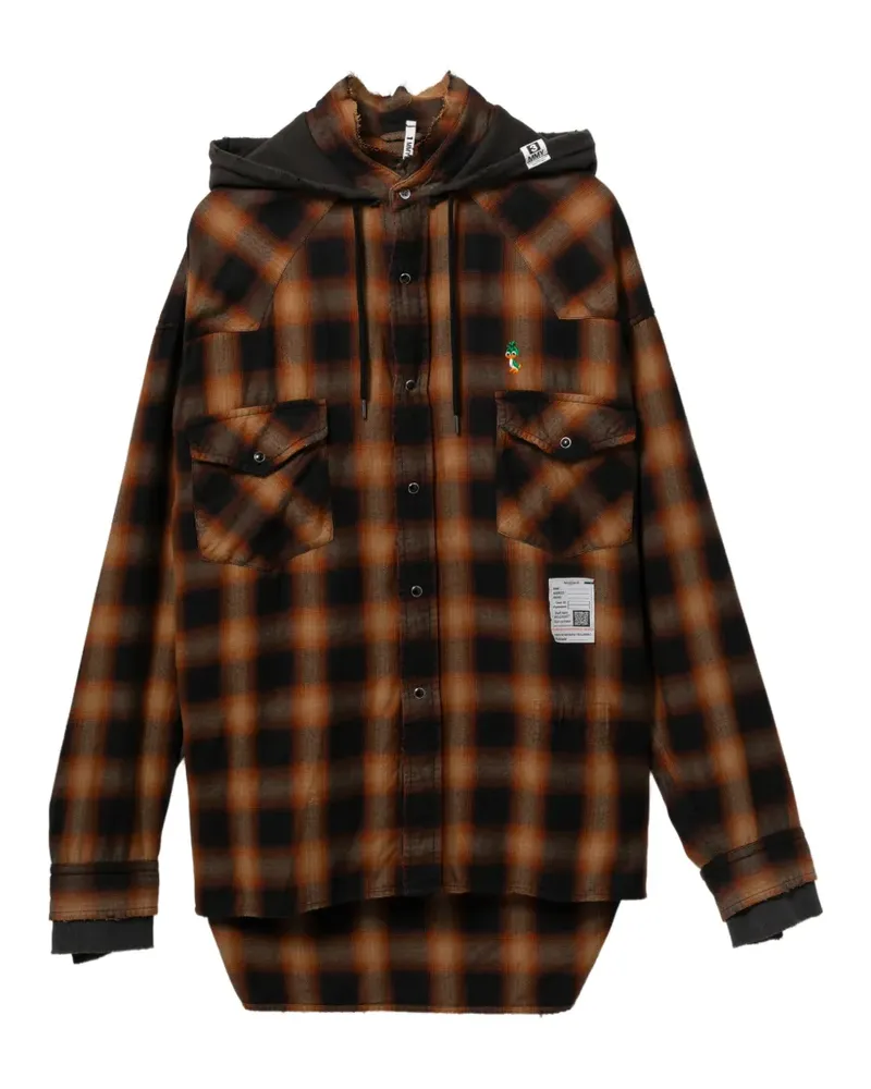 MIHARAYASUHIRO Kariertes Hemd mit Kapuze - Braun Braun