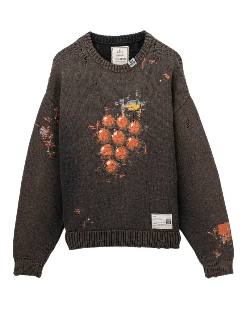 MIHARAYASUHIRO Intarsien-Pullover in Distressed-Optik - Grau Grau