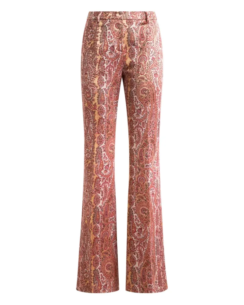 Etro flared jacquard paisley-foliage trousers - Rot Rot