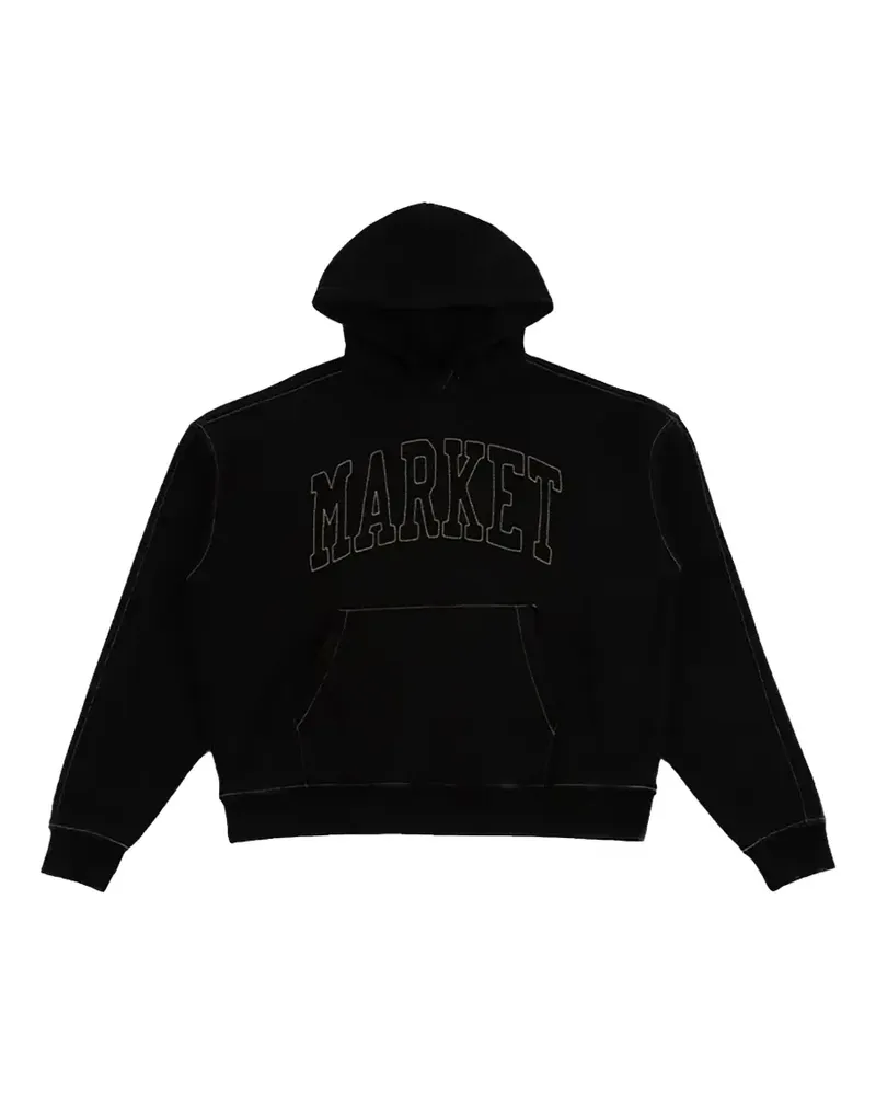 Market logo-embroidered contrast-stitch hoodie - Schwarz Schwarz