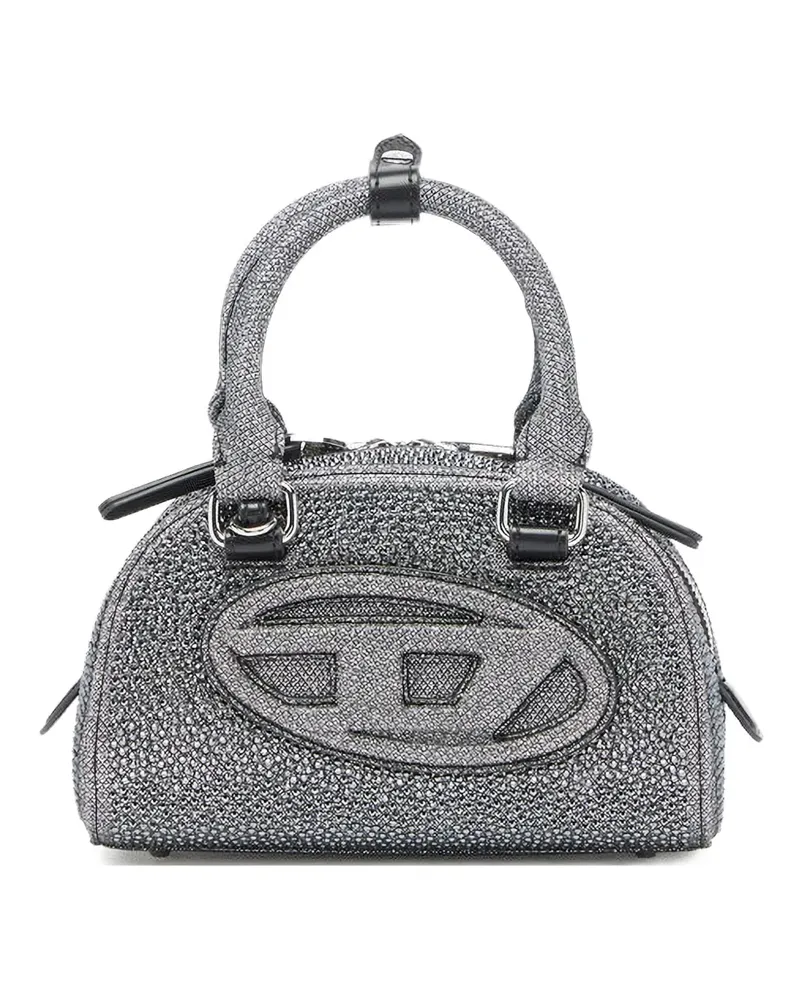 Diesel Kleine 1DR Dome Bowlingtasche aus Lurex mit Kristallen - Grau Grau