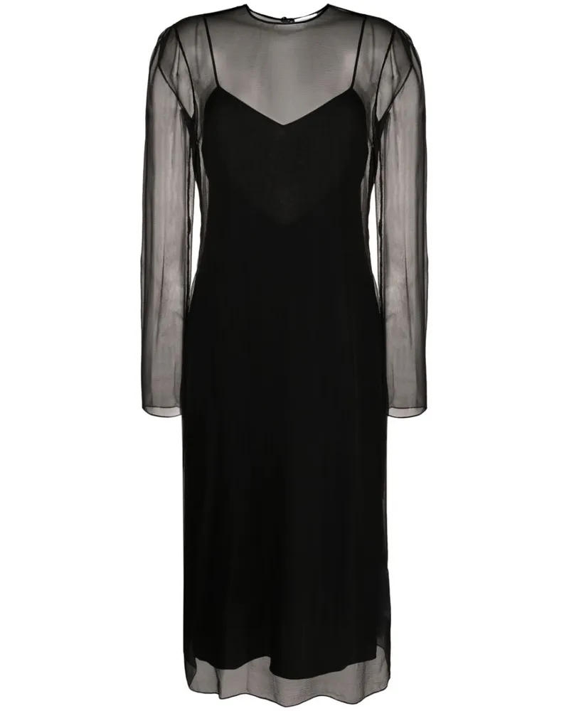 Ferragamo Seidenkleid im Layering-Look - Schwarz Schwarz