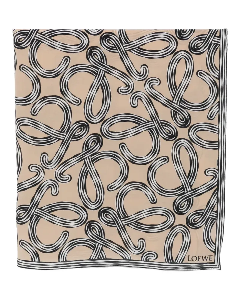 Loewe Anagram-print silk scarf - Nude Nude