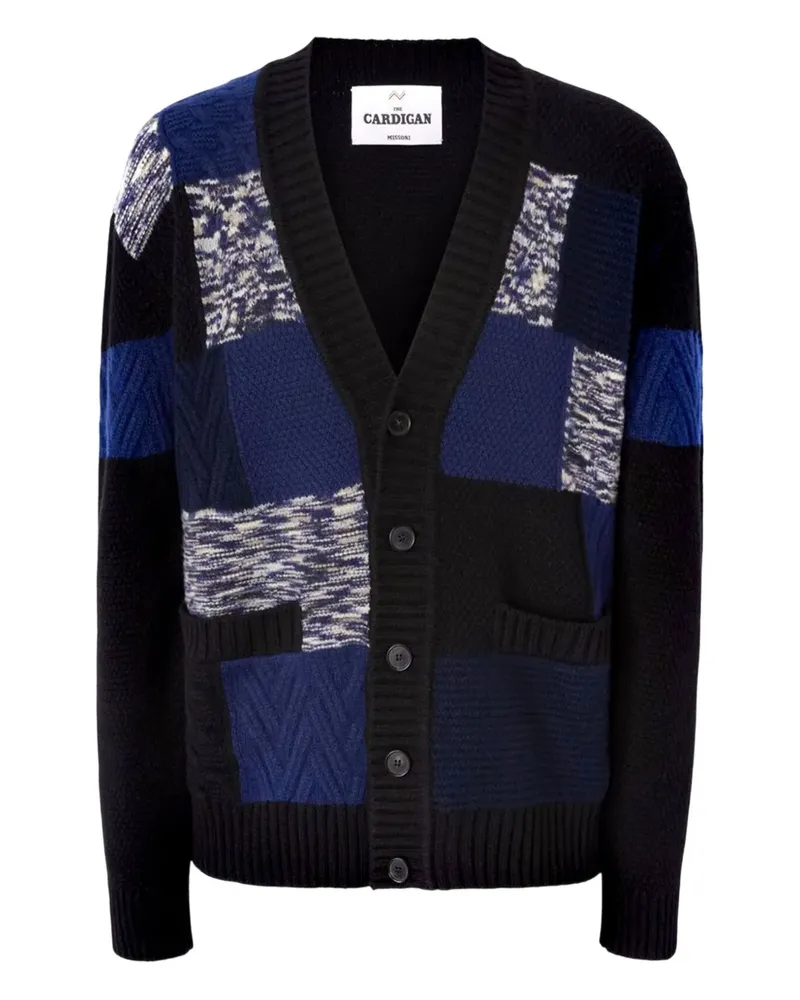 Missoni Cardigan im Patchwork-Look mit V-Ausschnitt - Schwarz Schwarz