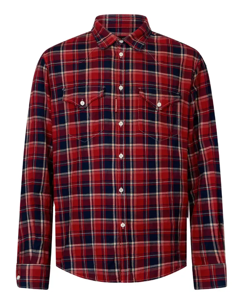 Dsquared2 Canadian Westernhemd mit Classic Check - Rot Rot