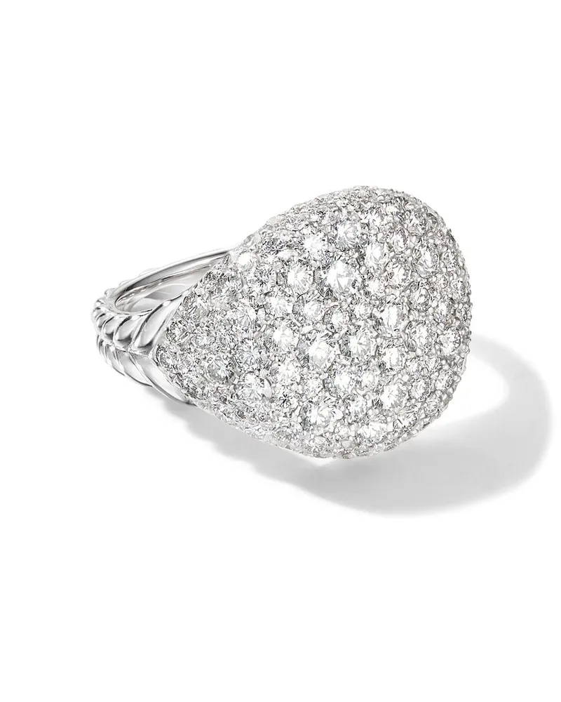 David Yurman 18kt Chevron Weißgoldring mit Diamant 13mm - Silber Silber