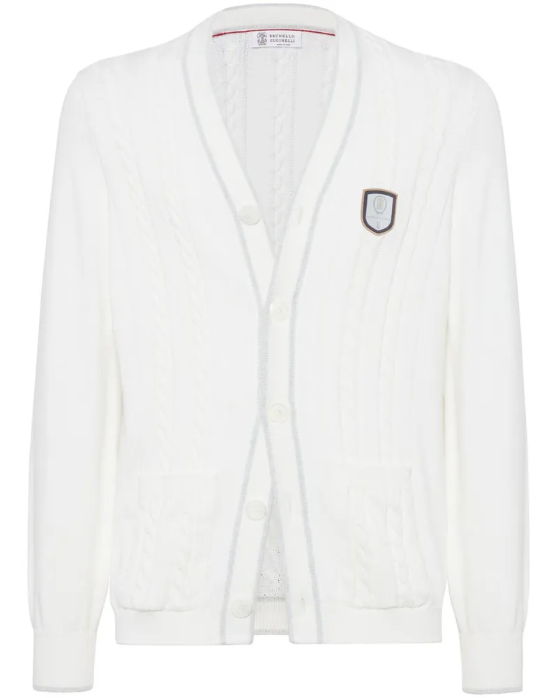 Brunello Cucinelli Cardigan mit Zopfmuster - Weiß Weiß