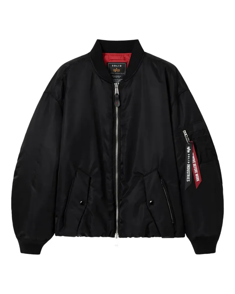 SOLID HOMME x Alpha Industries MA-1 Bomberjacke - Schwarz Schwarz
