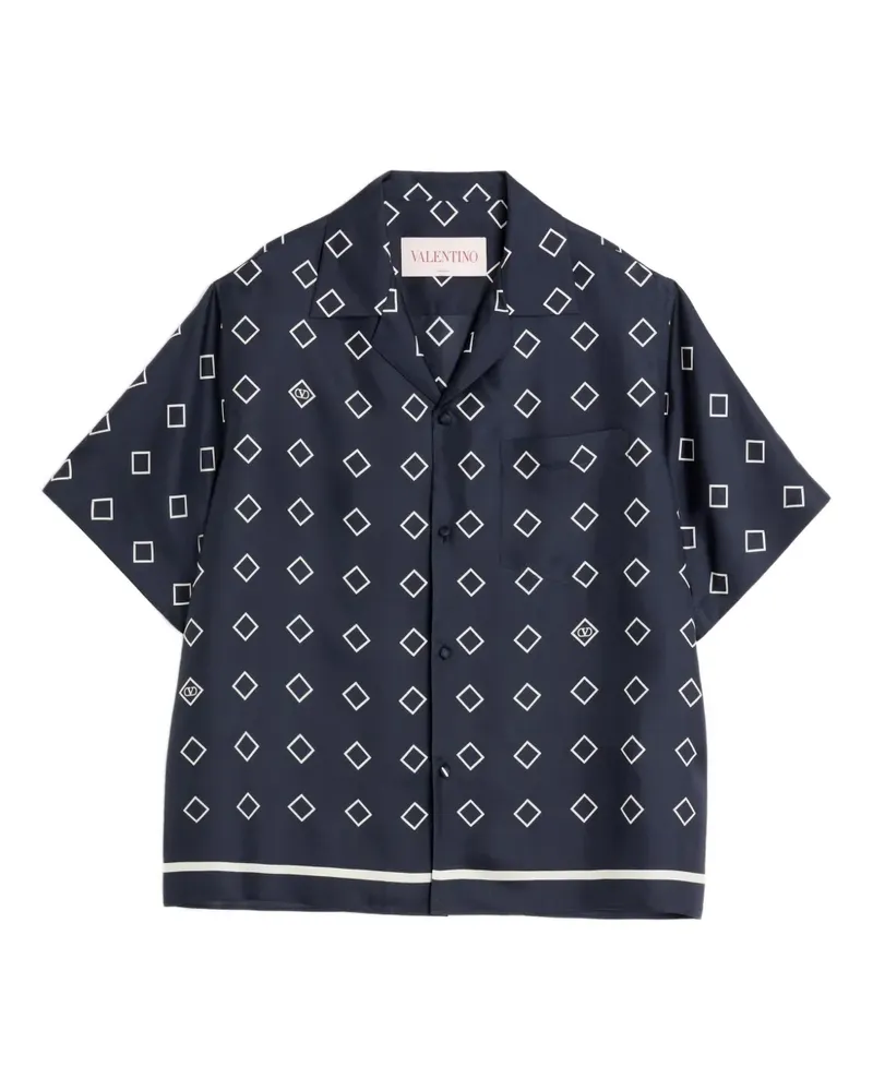 Valentino Garavani Bowlinghemd aus Seide mit Opticool-Print - Blau Blau