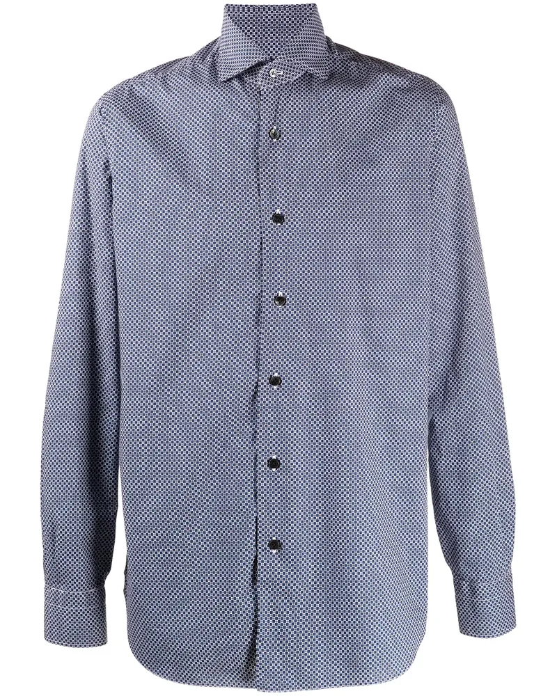 BARBA Hemd mit geometrischem Print - Blau Blau
