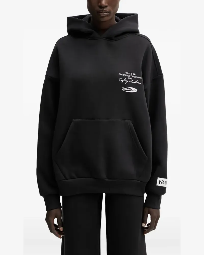 WRSTBHVR Studio V13 logo-print pouch-pocket hoodie - Schwarz Schwarz