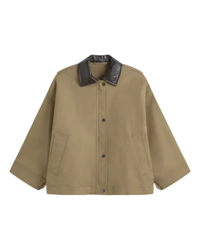 Max Mara Oversized-Jacke mit Lederbesatz - Braun Braun