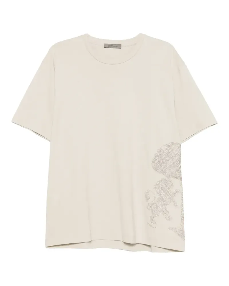 Corneliani T-Shirt mit Baum-Stickerei - Nude Nude