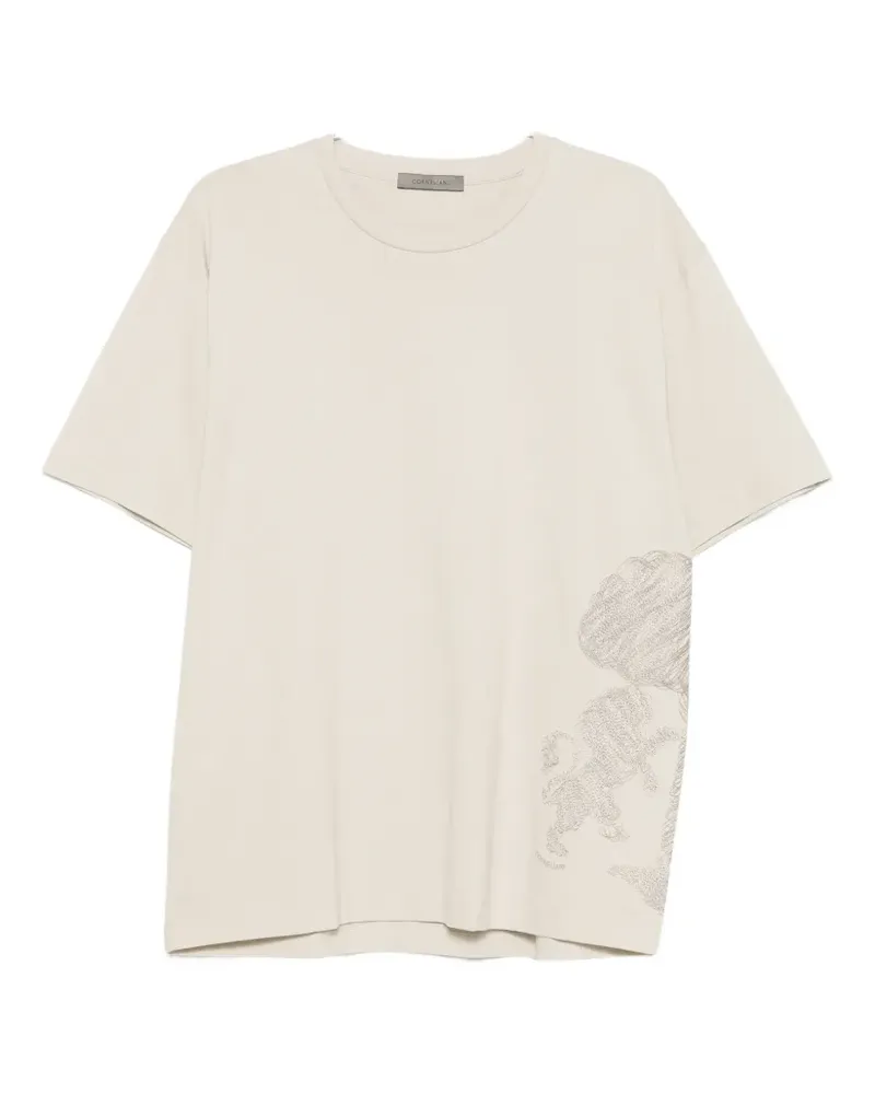 Corneliani tree-embroidered T-shirt - Nude Nude