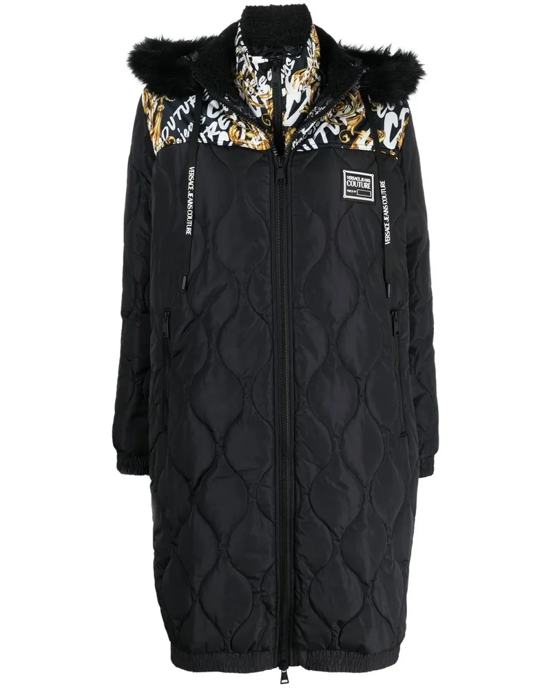 Versace Jeans Mantel mit grafischem Print - Schwarz Schwarz