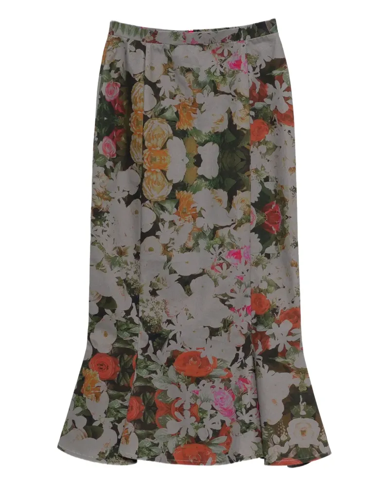 Barbara Bologna Midirock mit Blumenmuster - Grün Grün