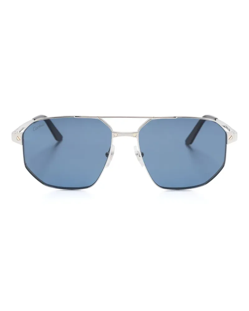Cartier Geometrische Santos de Cartier Sonnenbrille - Silber Silber