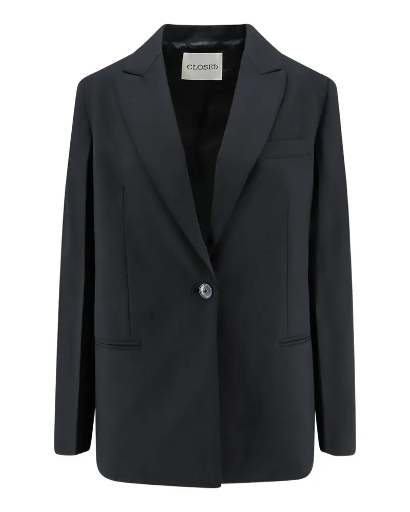 Closed single-breasted peak-lapel blazer - Schwarz Schwarz