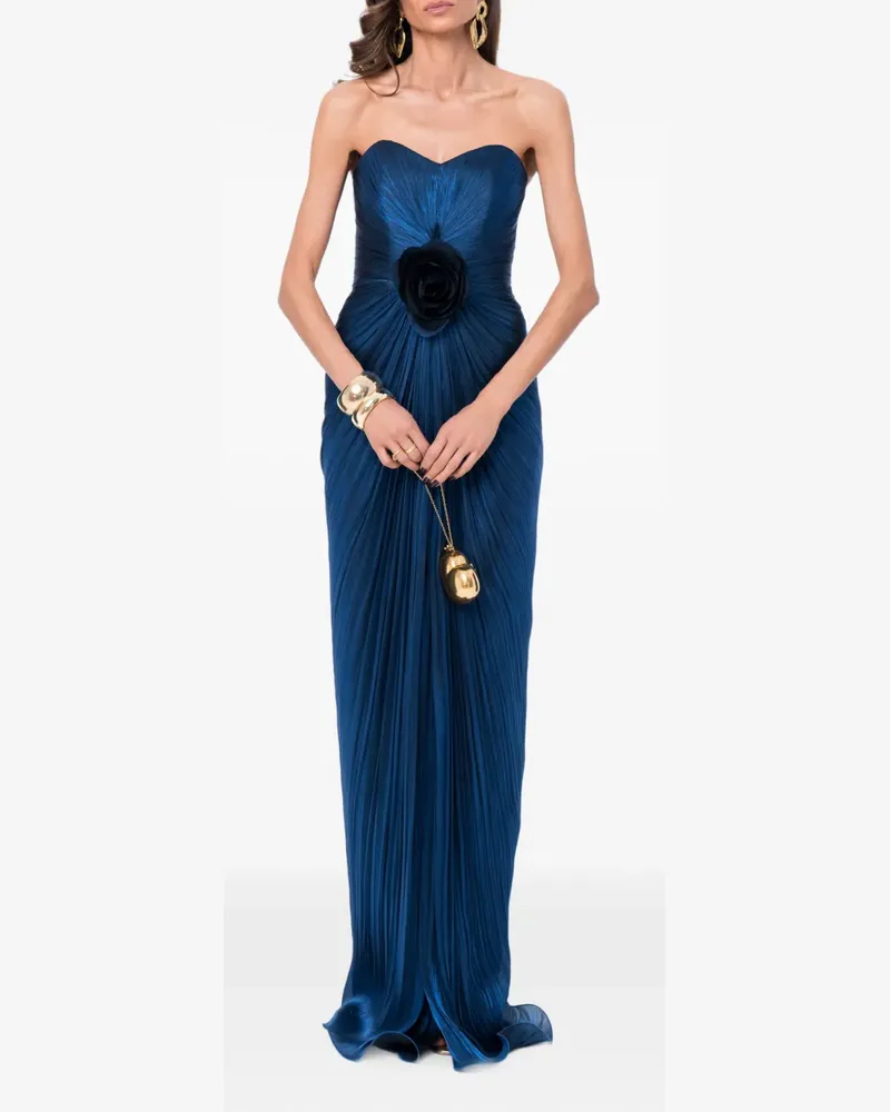 Ana Radu Schulterfreies Kleid mit Blumendetail - Blau Blau