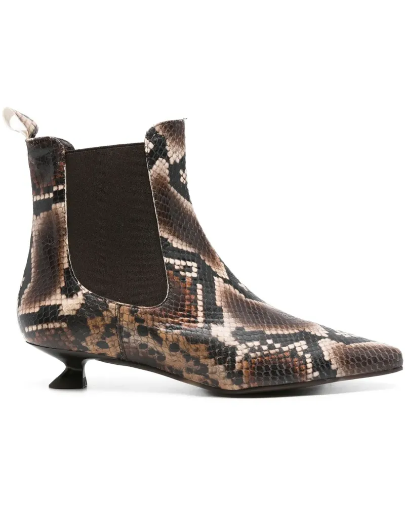Pedro Miralles Stiefel aus Schlangenleder mit spitzer Kappe - Braun Braun