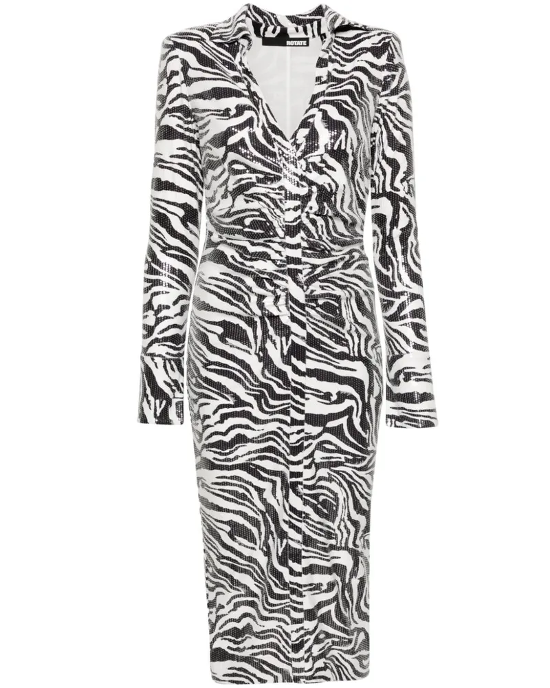 ROTATE Birger Christensen Kleid mit Zebra-Print Weiß