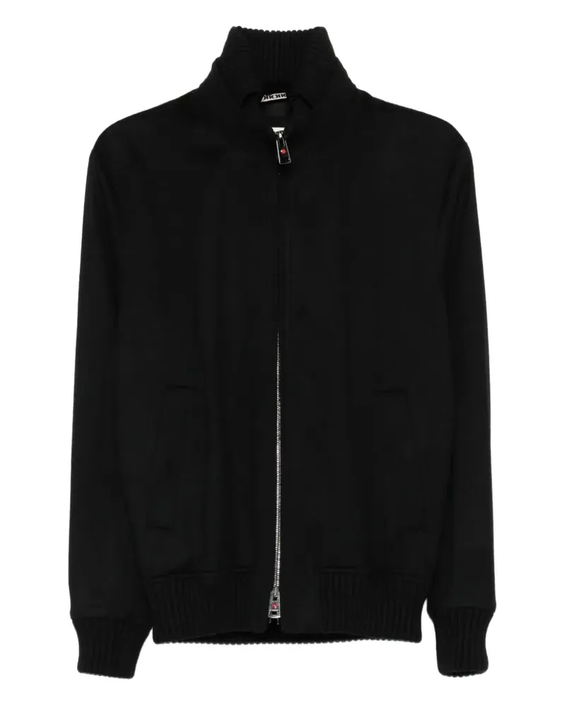 KIRED Reißverschluss-Jacke mit gerippten Bündchen - Schwarz Schwarz