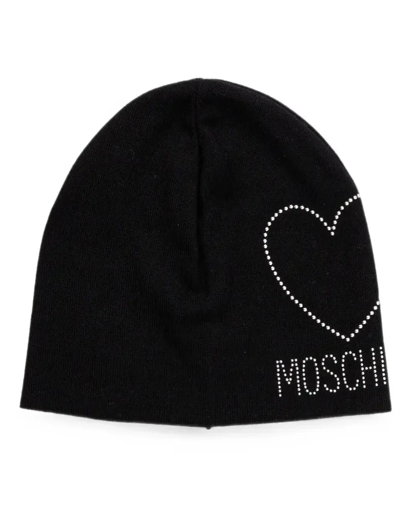Moschino Beanie mit Kristallen - Schwarz Schwarz