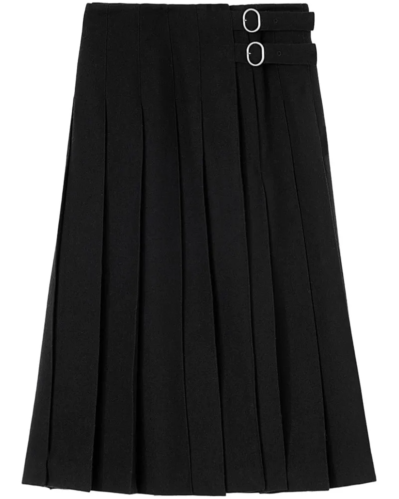 Jil Sander High-Waist-Midirock mit Falten - Schwarz Schwarz