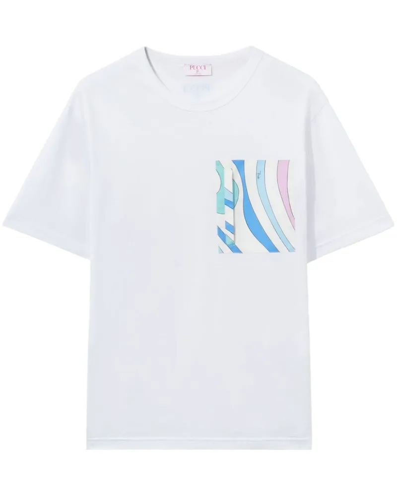 Emilio Pucci T-Shirt mit Marmo-Print Weiß