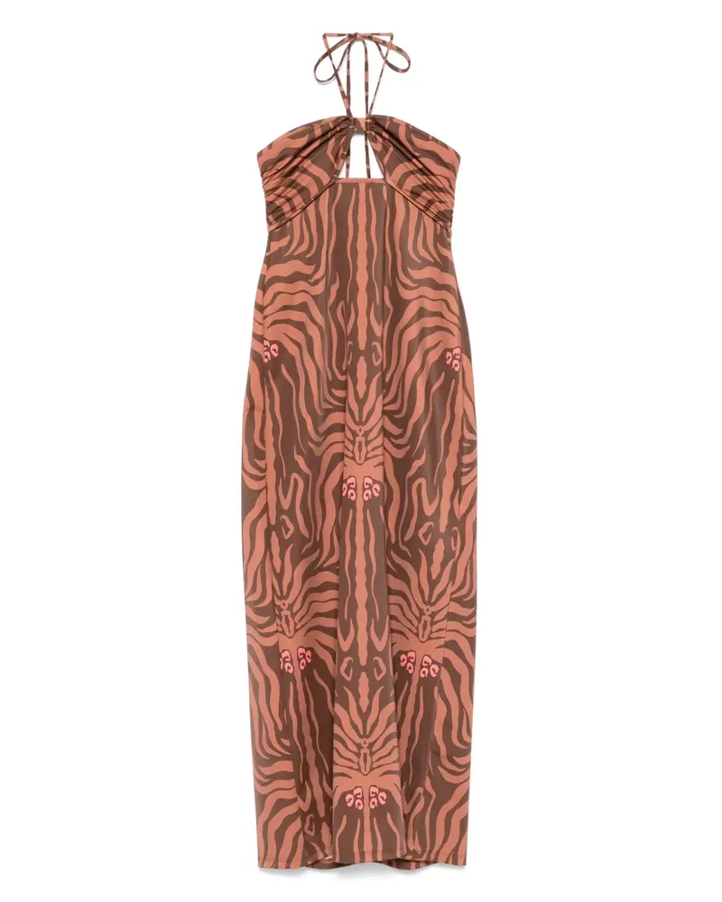 Johanna Ortiz Jungle Palms Midikleid - Braun Braun