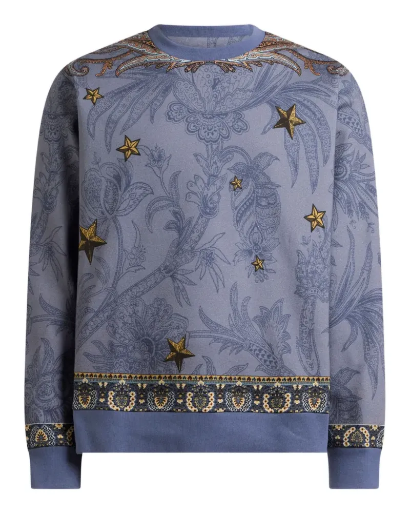Etro cotton-blend sweatshirt with placed Pegaso-print - Blau Blau