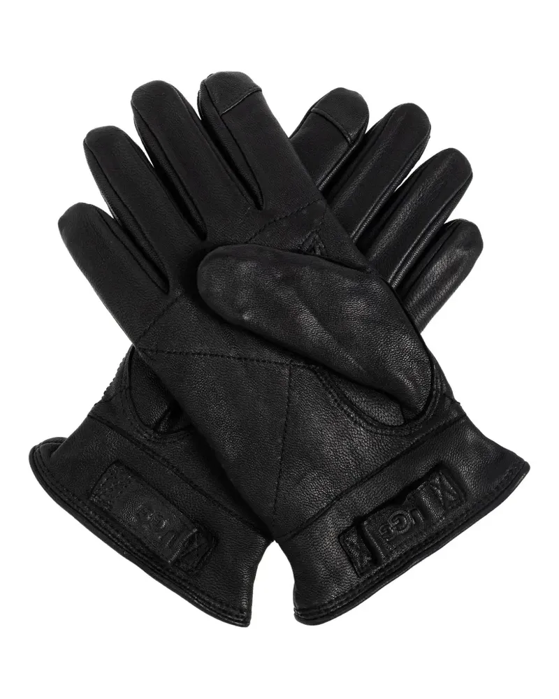 UGG logo leather gloves - Schwarz Schwarz