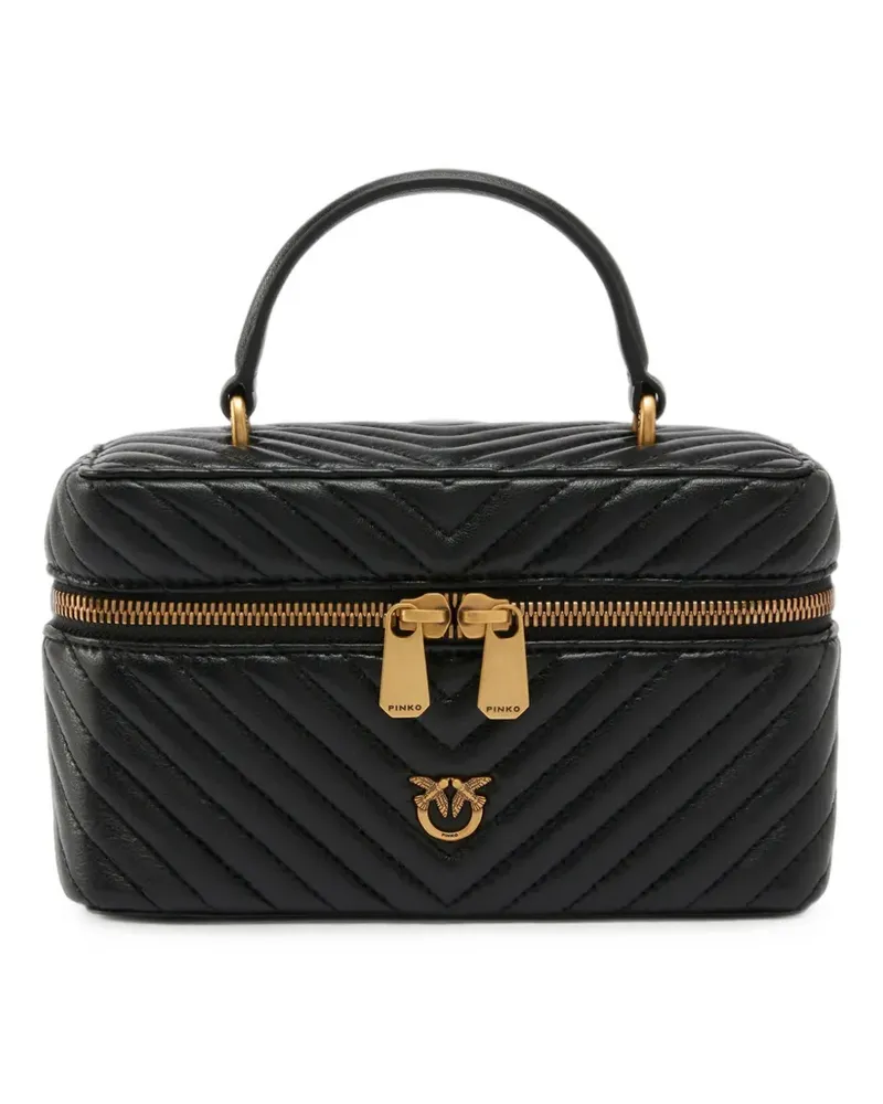 Pinko small beauty case with shoulder strap chevron nappa - Schwarz Schwarz