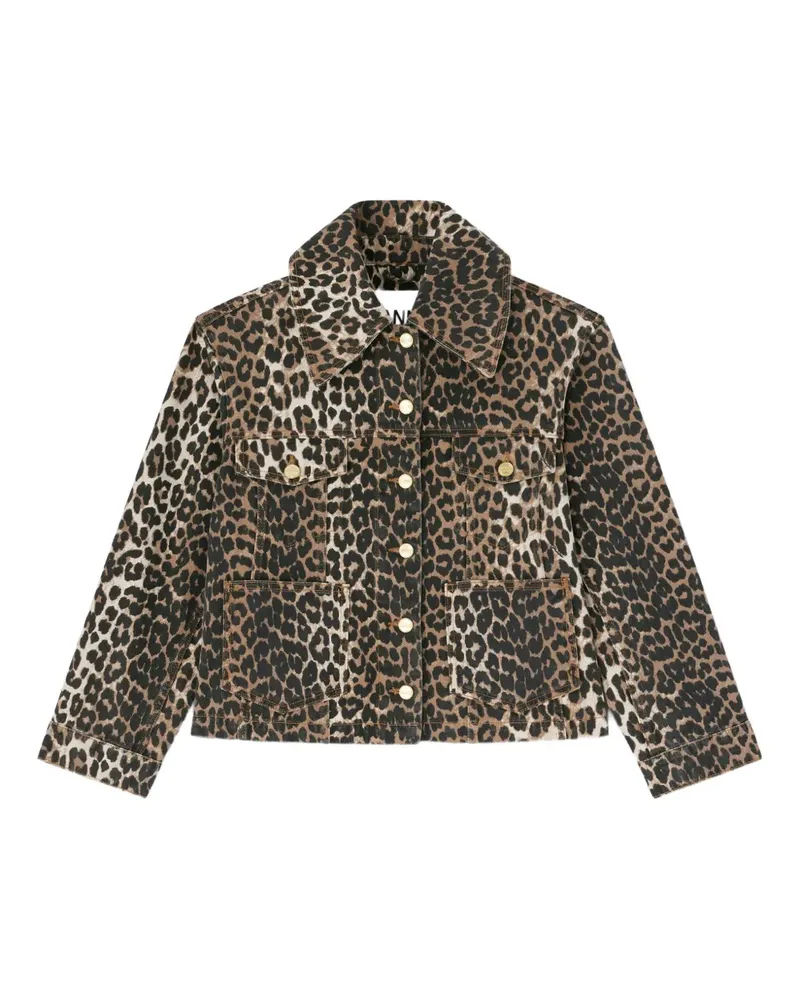 Ganni Jeansjacke mit Leoparden-Print - Braun Braun