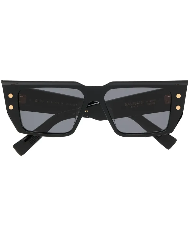 Balmain Sonnenbrille mit eckigem Gestell - Schwarz Schwarz