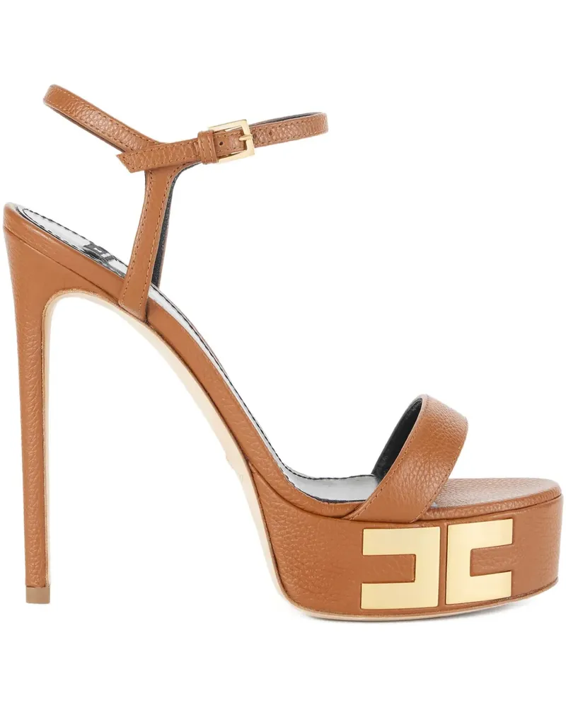 Elisabetta Franchi Vertigo Plateau-Sandalen mit Knöchelriemen 135mm - Braun Braun