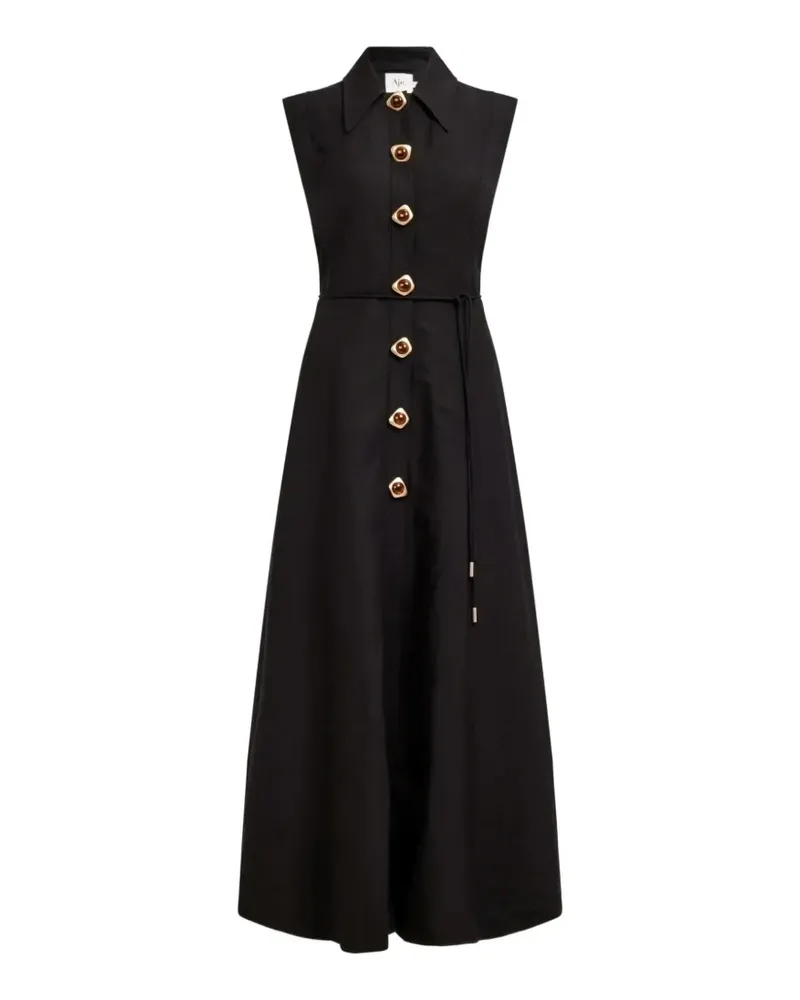 Aje. Sasha button-up collared midi dress - Schwarz Schwarz