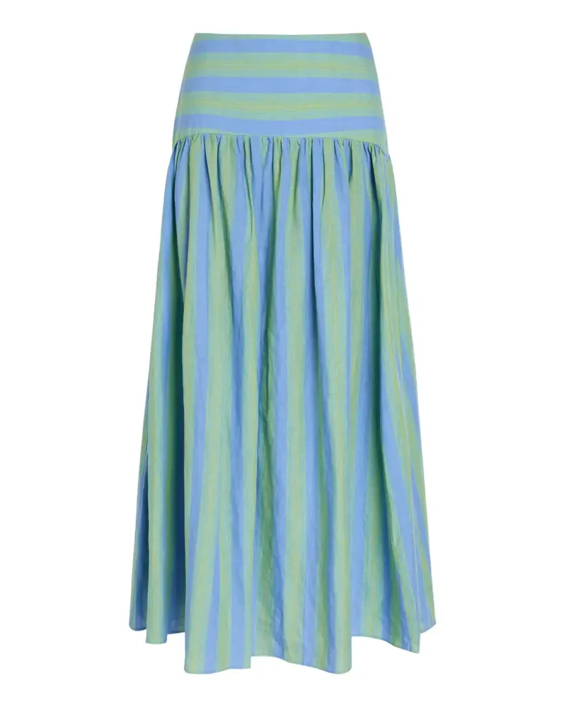 STAUD Procida striped linen skirt - Blau Blau