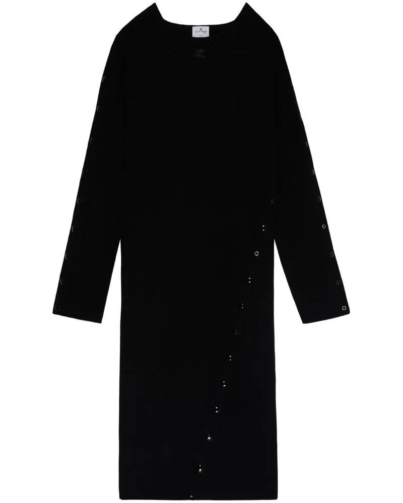 Courrèges Langärmeliges Midikleid - Schwarz Schwarz