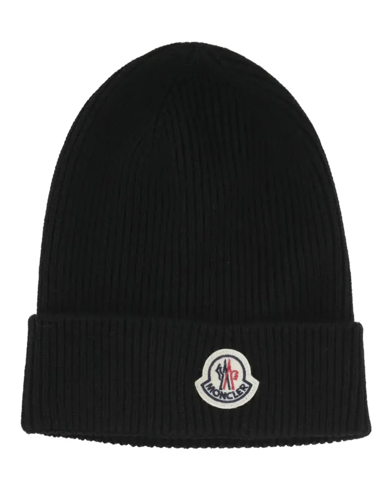 Moncler Beanie mit Logo-Patch - Schwarz Schwarz