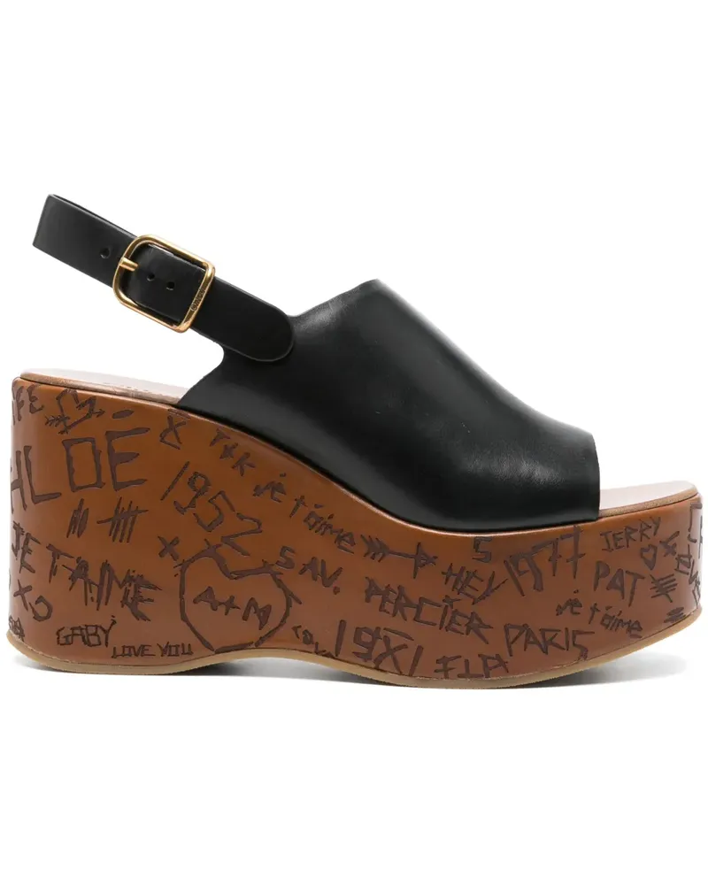 Chloé Maxime Wedge-Sandalen 80mm - Schwarz Schwarz