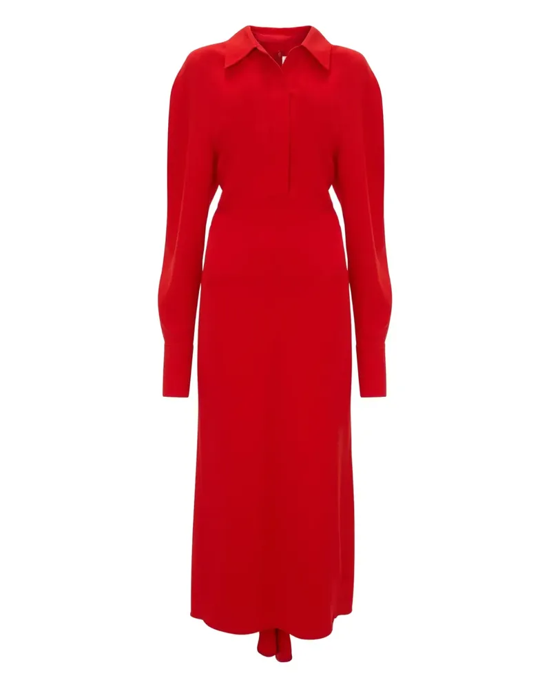 Victoria Beckham Langärmeliges Midikleid mit Polokragen - Rot Rot