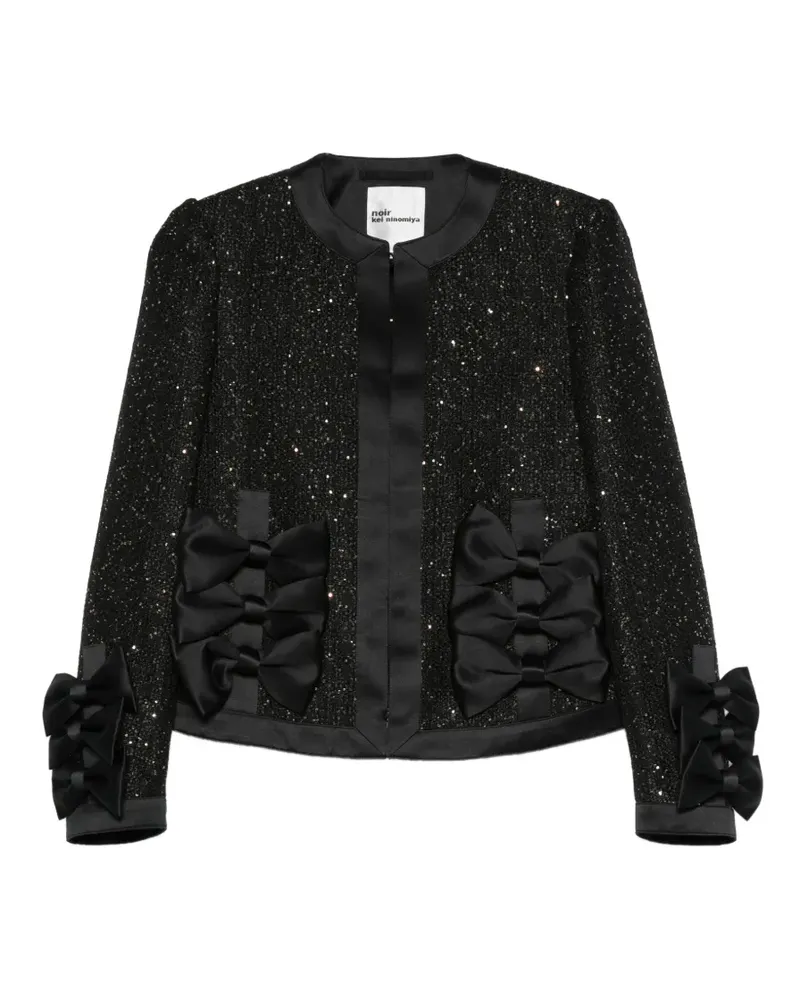 Noir Kei Ninomiya bow-embellished sequinned jacket - Schwarz Schwarz