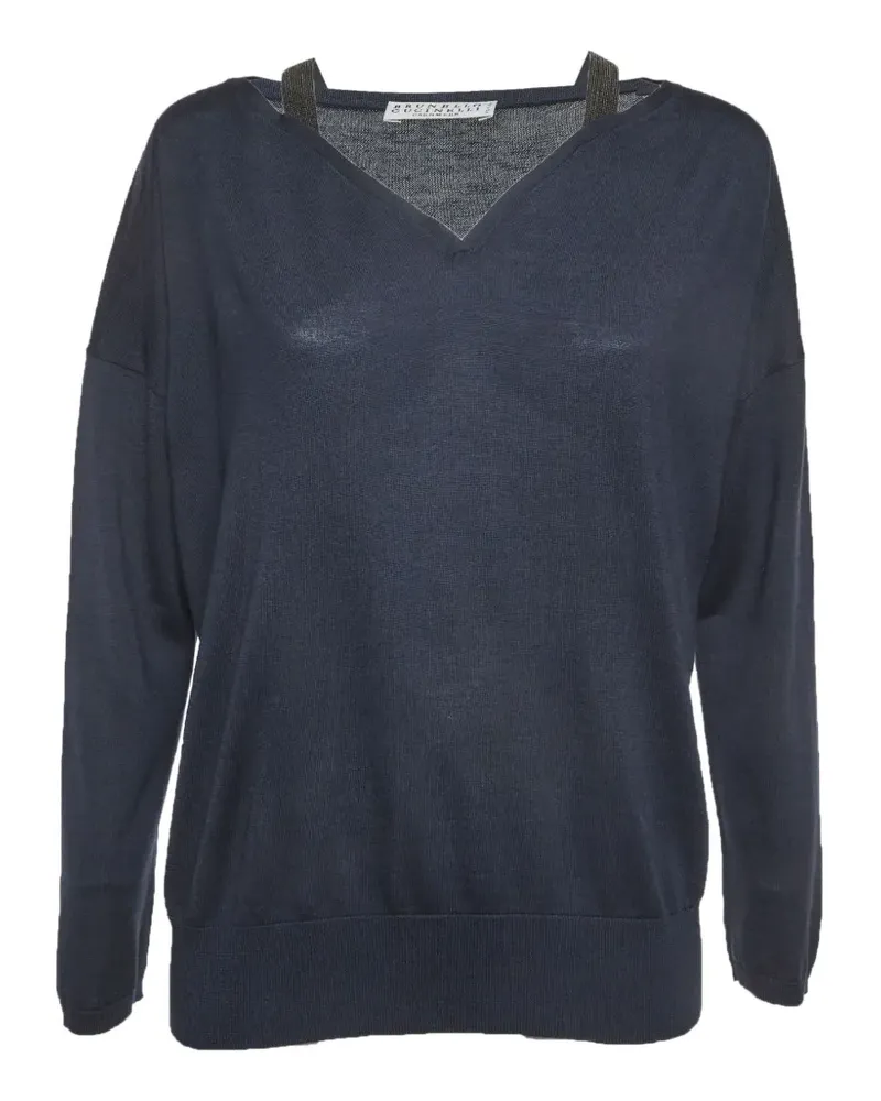 Brunello Cucinelli Kaschmirpullover mit V-Ausschnitt - Blau Blau