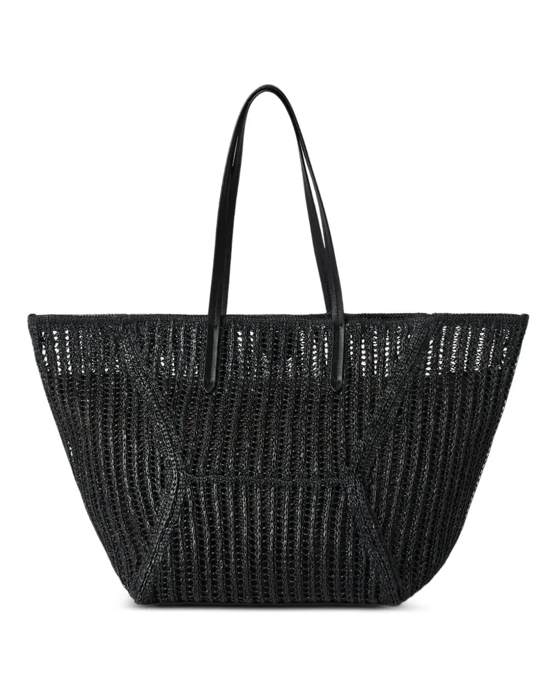 Brunello Cucinelli Duo Tote Bag aus Raffiabast - Schwarz Schwarz