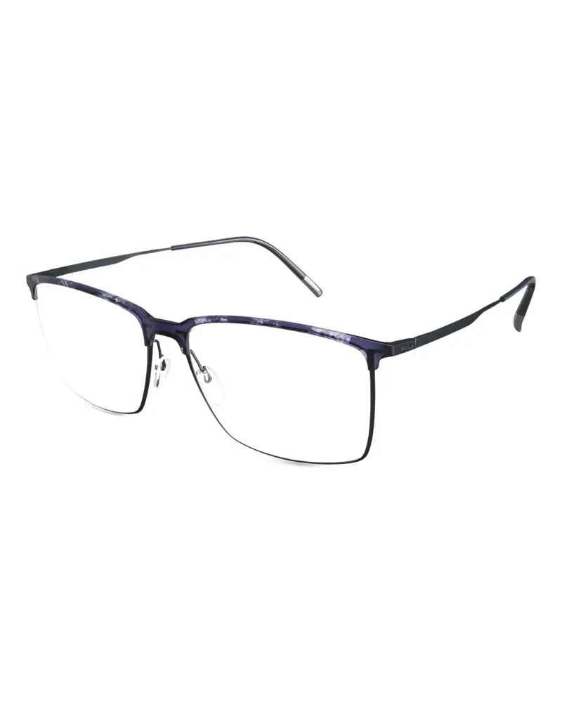 Silhouette Brille mit eckigem Gestell - Blau Blau
